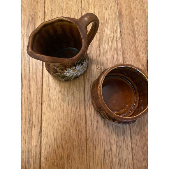 Made in Japan, 4 cups bamboo style with cream and sugar jars - Picture 5 of 7